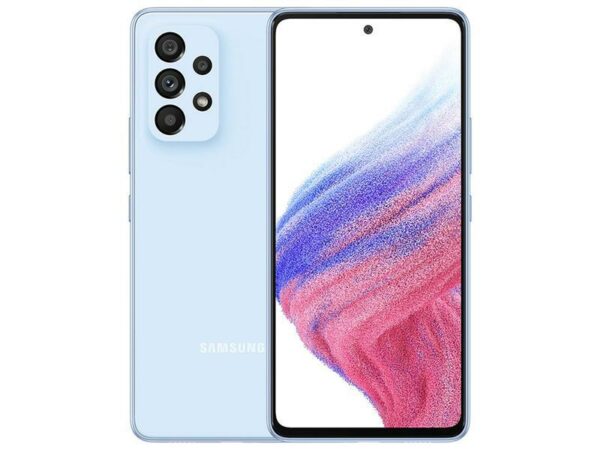 SMARTphone Samsung, „Galaxy A53 5G” ecran 6.5 inch, dual sim, rez. camera 64 Mpix, memorie interna 128 GB, 5G, Android, acumulator 5000 mAh, albastru, „SM-A536BLBN” (timbru verde 0.55 lei)
