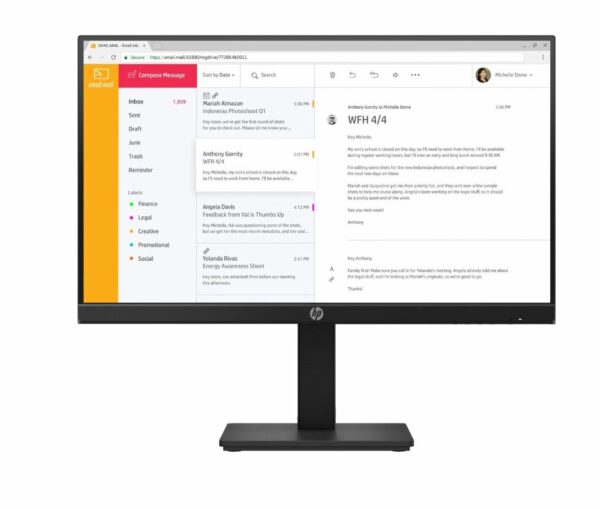 HP P24h G4 FHD Height Adjust Monitor 23.8inch Anti-Glare IPS Black 16:9 1920 x 1080 60 Hz 5ms 178 / 178 250 nits 1000:1 93 PPI CG:72, „7VH44AA#ABB” (timbru verde 7 lei)