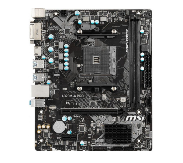 MSI A320M-A PRO. MSI A320M-A PRO, AM4, 2x DDR4, DVI/HDMI, mATX, „A320M-A PRO.”