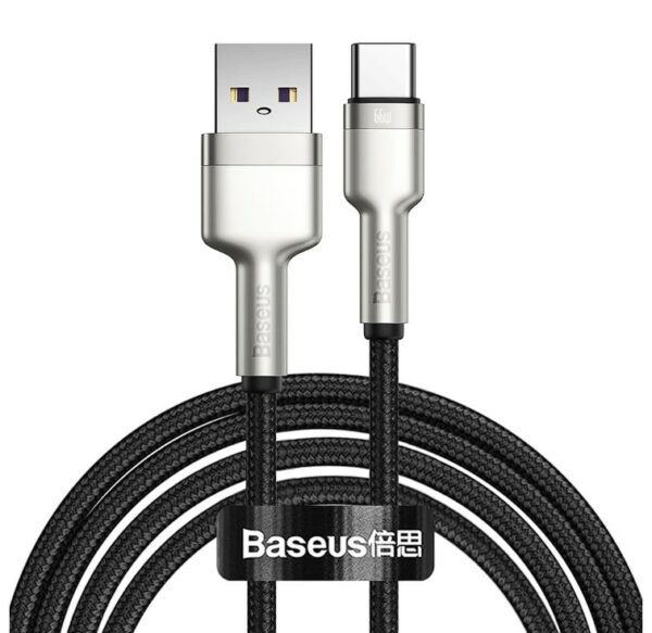 CABLU alimentare si date Baseus Cafule Metal, Fast Charging Data Cable pt. smartphone, USB la USB Type-C 66W, 2m, negru „CAKF000201” (timbru verde 0.18 lei) – 6953156209770