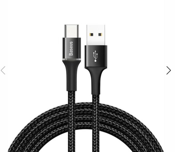 CABLU alimentare si date Baseus Halo, Fast Charging Data Cable pt. smartphone, USB la USB Type-C 2A, brodat, 2m, negru „CATGH-C01” (timbru verde 0.18 lei) – 6953156287297