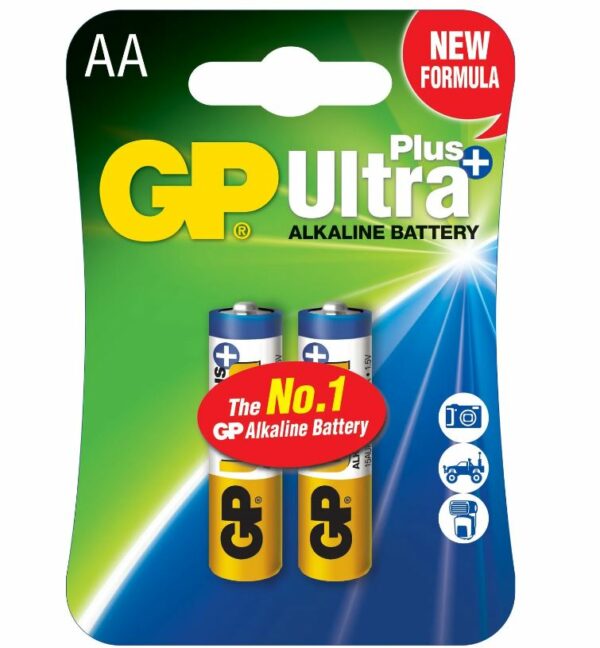 Baterie GP Batteries, Ultra+ Alcalina AA (LR6) 1.5V alcalina, blister 2 buc. „15AUP-U2” „GPPCA15UP031” (timbru verde 0.16 lei)