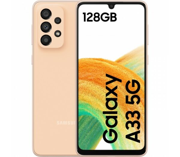 Samsung Galaxy A33 DS Awesome Peach 5G/6.4″/OC/6GB/128GB/13MP/48MP+8MP+5MP+2MP/5000mAh + IP67 „SM-A336BZOGEUE” (timbru verde 0.55 lei)