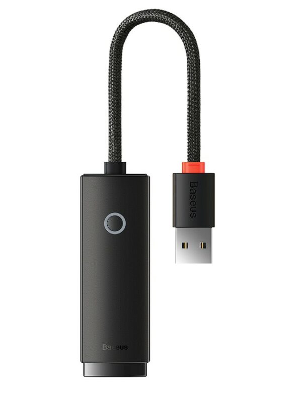 ADAPTOR RETEA Baseus Lite, USB 2.0 to RJ-45 10/100 Mbps Adapter, LED, negru „WKQX000001” (timbru verde 0.18 lei) – 6932172606022