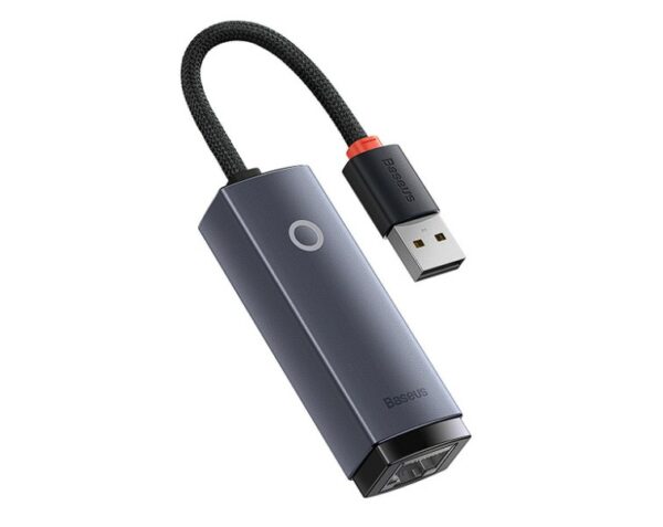 ADAPTOR RETEA Baseus Lite, USB 2.0 to RJ-45 Gigabit LAN Adapter, metalic, LED, gri „WKQX000113” (timbru verde 0.18 lei) – 6932172606077
