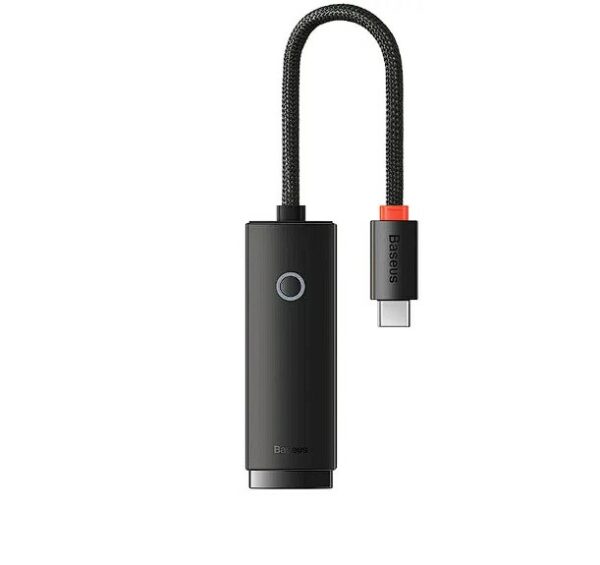 ADAPTOR RETEA Baseus Lite, USB Type-C to RJ-45 10/100 Mbps Adapter, LED, negru „WKQX000201” (timbru verde 0.18 lei) – 6932172606084