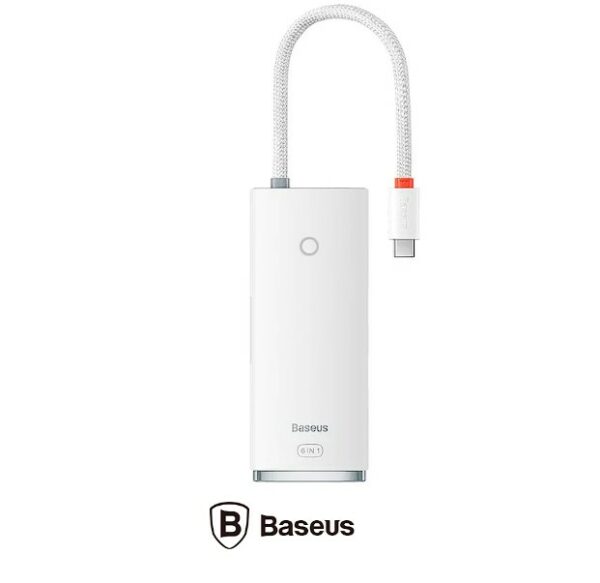 DOCKING Station Baseus Lite, conectare PC USB Type-C, USB 3.0 x 2, USB Type C x 1, HDMI x 1/4K/30Hz, card reader SD/microSD, alb „WKQX050002” (timbru verde 0.18 lei) – 6932172606336