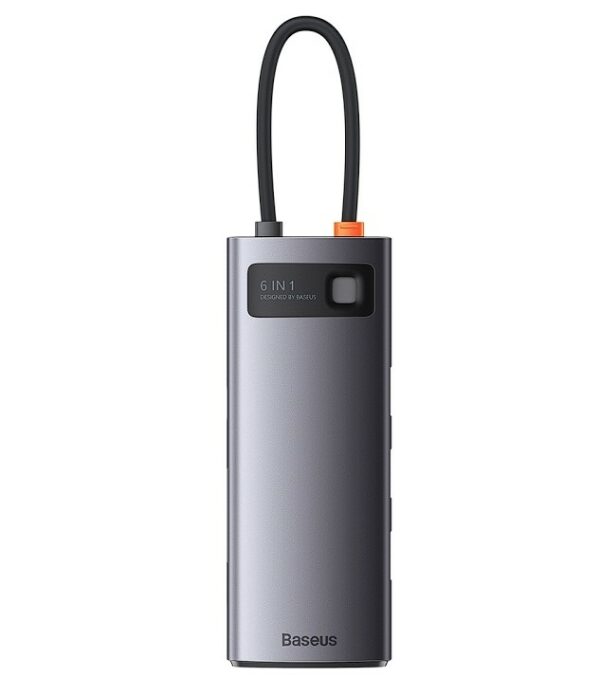 DOCKING Station Baseus Metal Gleam, conectare PC USB Type-C, USB 3.0 x 3, USB Type C x 1 PD 20V/5A, card reader SD/microSD, gri „WKWG030213” (timbru verde 0.18 lei) – 6932172608231