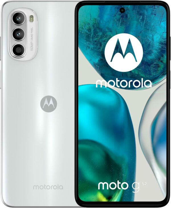 SMARTphone Motorola Moto g52 OLED Dual SIM 128/4GB 5000mAh Metallic White, „PAU70010PL” (timbru verde 0.55 lei)