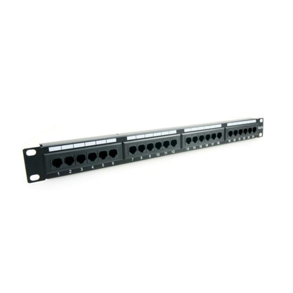 Patch panel 24 porturi ,1U, UTP Cat.5e, Krone+110 – EMTEX, „PBPP02A-Cat.5e”