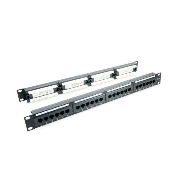 Patch panel 24 porturi ,1U, UTP Cat.6, Krone+110 – EMTEX, „PBPP02A-Cat.6”