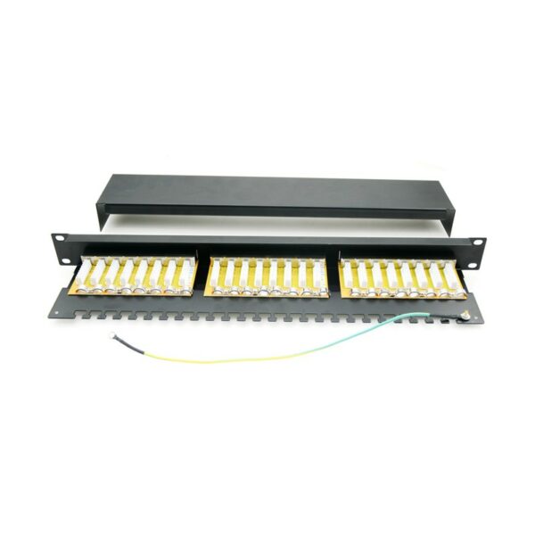 Patch panel 24 porturi ,1U, FTP Cat.5e, Krone+110 , suport de cabluri integrat – EMTEX, „PBPP33”