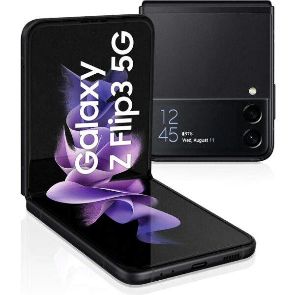 SmartPhone Samsung Z Flip3 F711 Dual SIM 128GB 8GB RAM 5G Phantom Black, „PHT15100″(timbru verde 0.55 lei)