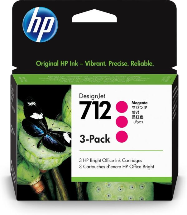 Tri-Pack Original HP Magenta, nr.712, pentru DesignJet Studio 24|Studio 36|T230|T250|T630|T650, 29ml, (timbru verde 0.45 lei), „3ED78A”