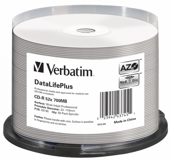 CD-R VERBATIM 700MB, VITEZA 52X, THERMAL PRINTRABLE NO-ID, SPINDLE, 50 BUC, „43745”