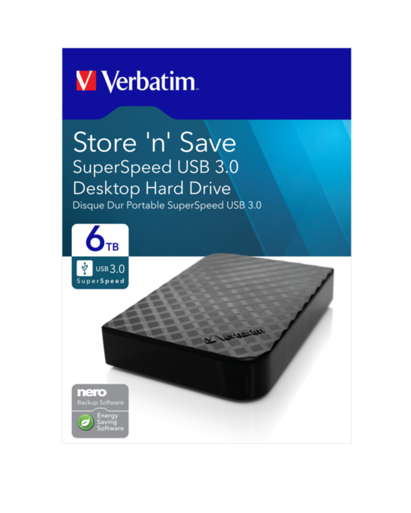 HDD VERBATIM GEN 2 6TB 3.5″ USB 3.0, „47686” (timbru verde 0.8 lei)