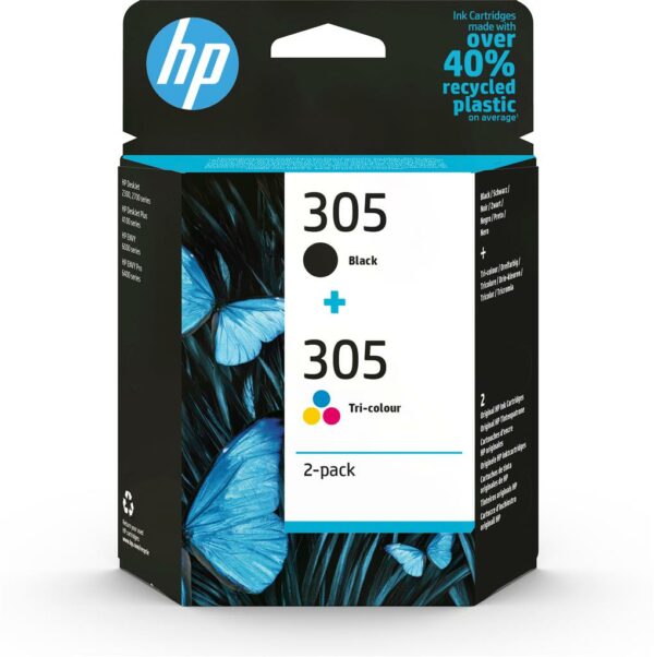 Combo-Pack Original HP Black/Color, nr.305, pentru DeskJet 2320|2710|2720|2721|2723|Plus 4120|Plus 4122, , (timbru verde 0.3 lei), „6ZD17AE”