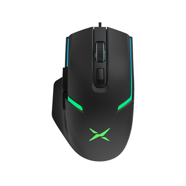 MOUSE DELUX, gaming, cu fir, USB, optic, 3600 dpi, butoane/scroll 6/1, RGB light, cablu braided 1.6m, negru, „M588BU-BK” (timbru verde 0.18 lei)