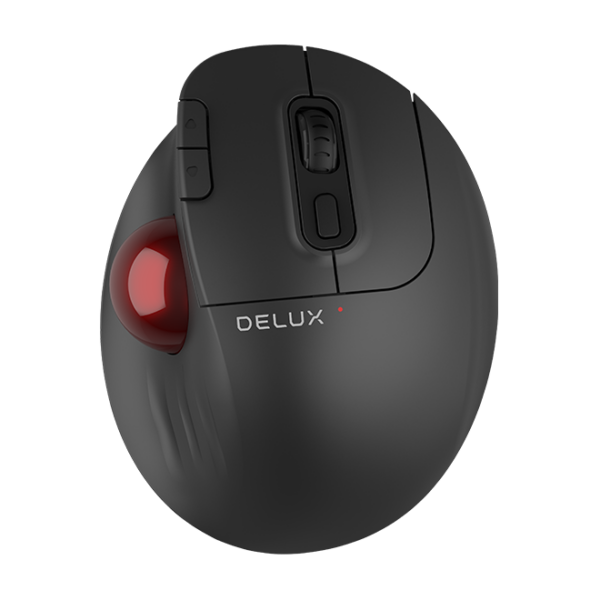 MOUSE DELUX, trackball, wireless, 2.4GHz + BT5.0, USB, optic, 4000 dpi, butoane/scroll 5/1, negru, „MT1DB-BK” (timbru verde 0.18 lei)