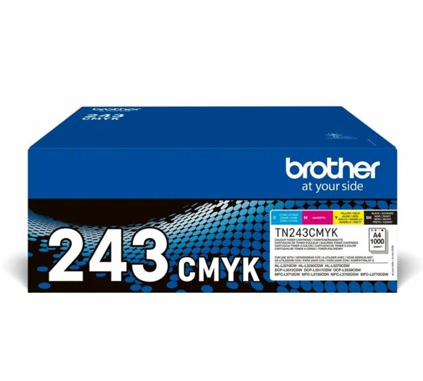 Combo-Pack Original Brother CMYK, TN243CMYK, pentru HL-L3210|L3270|DCP-L3510|L3550|MFC-L3730|L3770, 1K, (timbru verde 1.2 lei) , „TN243CMYK”