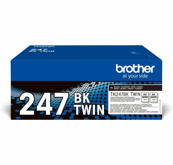 Dual-Pack Original Brother Black, TN247BKTWIN, pentru HL-L3210|L3270|DCP-L3510|L3550|MFC-L3730|L3770, 3K, (timbru verde 1.2 lei) , „TN247BKTWIN”
