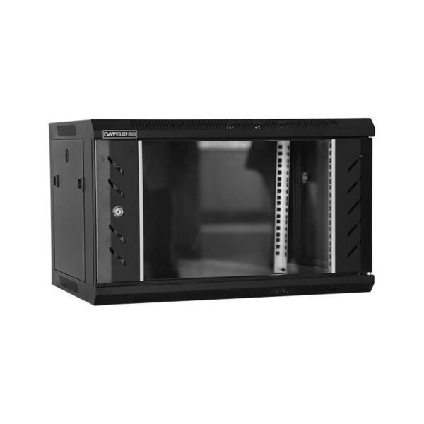 Rack 4U 600×450, dezasamblat, montare pe perete, usa din sticla, panouri detasabile si securizate, culoare negru RAL9004, DATEUP „MP.6404.9001”