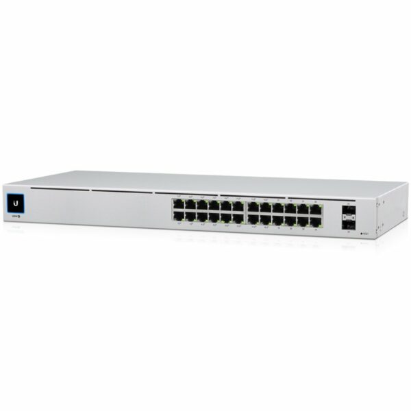 Ubiquiti USW-24-POE Gigabit Layer 2 switch with twenty-four Gigabit Ethernet ports including sixteen auto-sensing 802.3at PoE+ ports, and two SFP ports „USW-24-POE-EU” (timbru verde 2 lei)