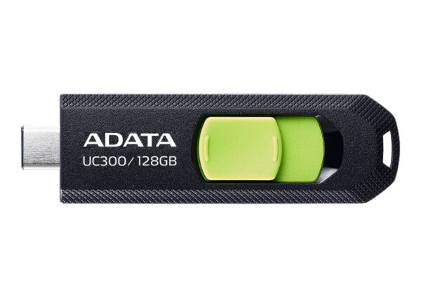 MEMORIE USB Type-C 3.2 ADATA 128 GB, retractabila, carcasa plastic, negru / verde „ACHO-UC300-128G-RBK/GN” (timbru verde 0.03 lei)