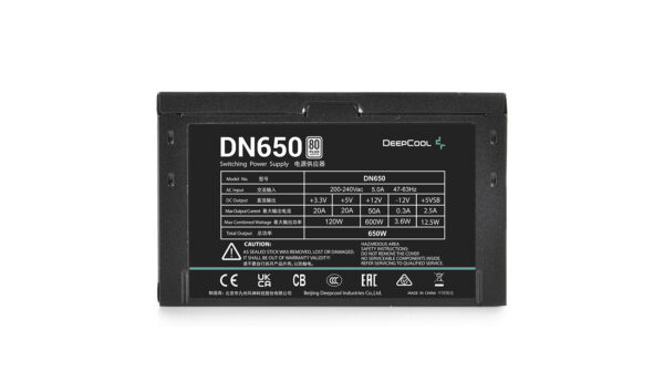 SURSA DeepCool DN650, 650W (real), 120mm silent fan, 80 PLUS & max 85% eficienta, 4x PCI-E (6+2), 5x S-ATA, „DP-230EU-DN650”, (timbru verde 2 lei)