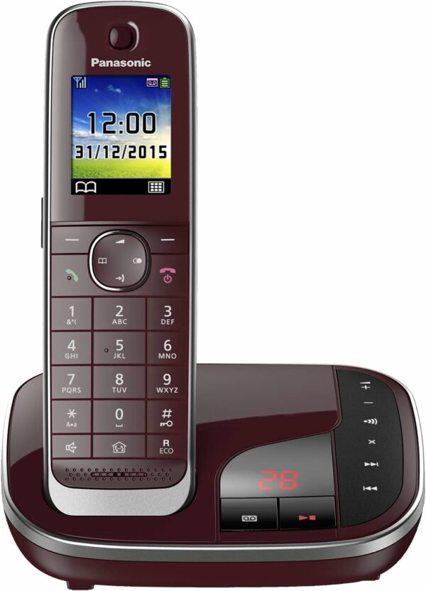 Telefon Panasonic DECT, KX-TGJ320GR, robot telefonic, caller ID, SMS, negru, „KX-TGJ320GR” (timbru verde 0.8 lei)