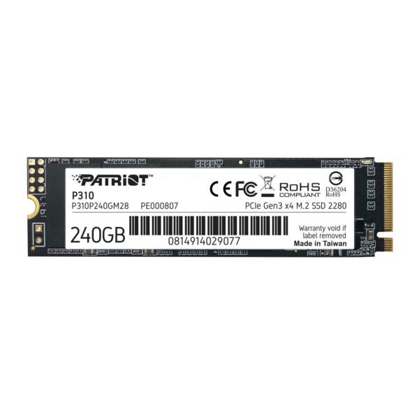 SSD PATRIOT, P310, 240 GB, M.2, PCIe Gen3.0 x4, R/W: 1700/1000 MB/s, „P310P240GM28”