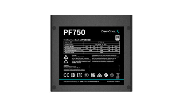 SURSA DeepCool PF750D, 750W (real), 120mm silent fan, 80 PLUS White, 4x PCI-E (6+2), 6x S-ATA „PF700” „R-PF750D-HA0B-EU” (timbru verde 2 lei)