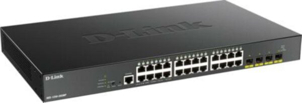 SWITCH PoE D-LINK Smart 24 porturi Gigabit (24 PoE) + 4 10G SFP+, IEEE 802.3af/at, carcasa metalica. „DGS-1250-28XMP” (timbru verde 2 lei)