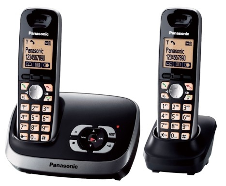 Telefon Panasonic DECT Twin, KX-TG6522GB, robot telefonic, caller ID, negru, „KX-TG6522GB” (timbru verde 0.8 lei)