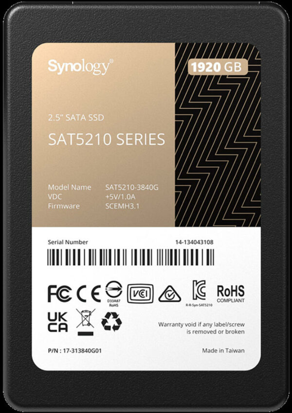 SYNOLOGY SSD SAT5210 1.92TB 2.5inch SATA 6Gb/s 530MB/s read 500MB/s write, „SAT5210-1920G”