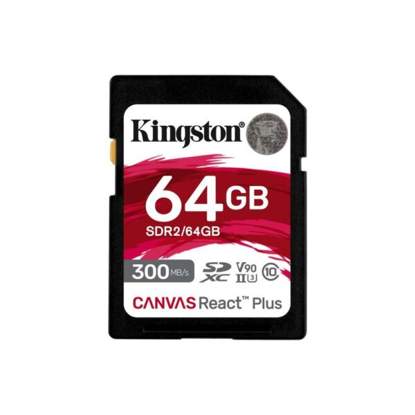 64GB Canvas React Plus SDXC UHS-II 300R/260W U3 V90 for Full HD/4K/8K, „SDR2/64GB” (timbru verde 0.03 lei)