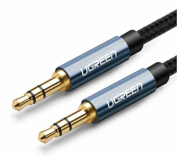 CABLU audio Ugreen, „AV112” stereo (3.5 mm jack T/T), conectori auriti, 1m, braided, albastru „10685” (timbru verde 0.18 lei) – 6957303816859