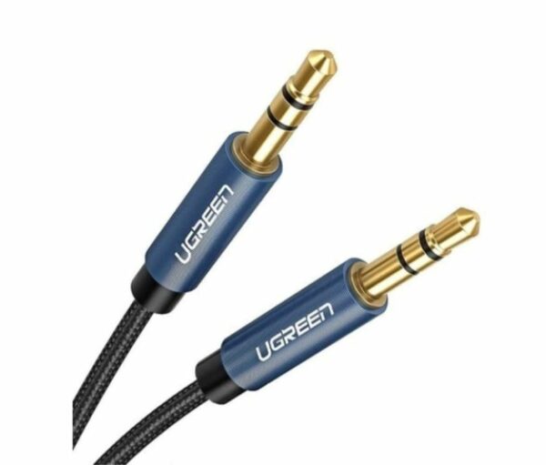 CABLU audio Ugreen, „AV112” stereo (3.5 mm jack T/T), conectori auriti, 1.5m, braided, albastru „10686” (timbru verde 0.18 lei) – 6957303816866