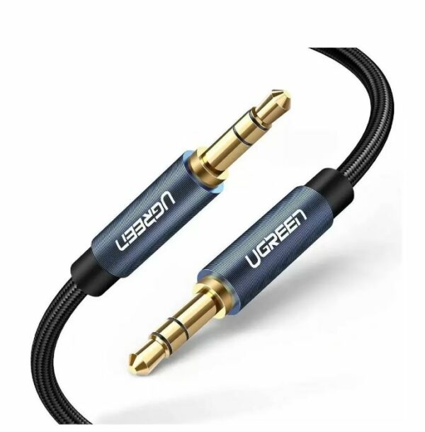 CABLU audio Ugreen, „AV112” stereo (3.5 mm jack T/T), conectori auriti, 3m, braided, albastru „10688” (timbru verde 0.18 lei) – 6957303816880