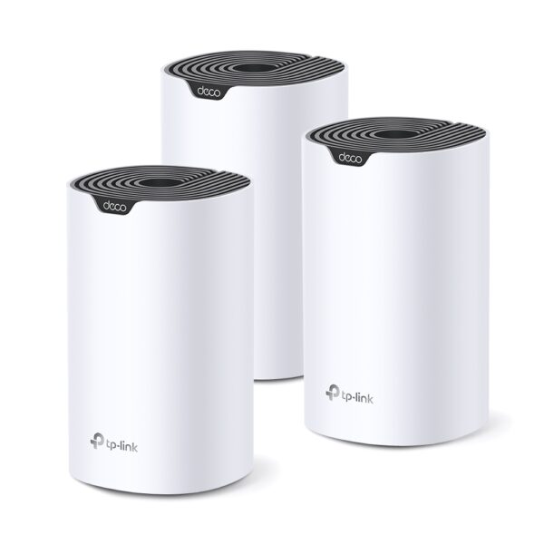 MESH TP-LINK, wireless, router AC1900, pt interior, 1900 Mbps, port LAN, WAN, 2.4 GHz | 5 GHz, antena interna x 3, standard 802.11ac, „Deco S7(3-pack)” (timbru verde 2.00 lei)