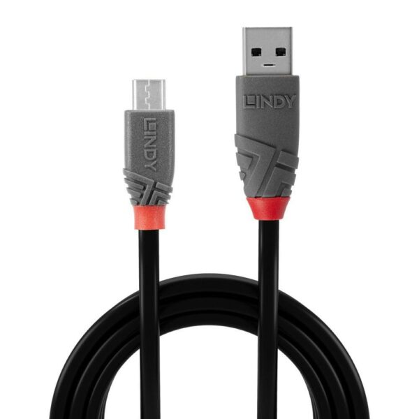 CABLU alimentare si date Lindy pt.smartphone Micro-USB (T) la USB 2.0 (T), 2 m, PVC, negru, „LY-36733” (timbru verde 0.08 lei)