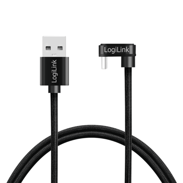 CABLU alimentare si date LOGILINK, pt. smartphone, USB 2.0, USB Type-C (T) la USB-A (T) la 180 grade, 2m, 2 x ecranat, aluminiu, negru, „CU0193” (timbru verde 0.08 lei)
