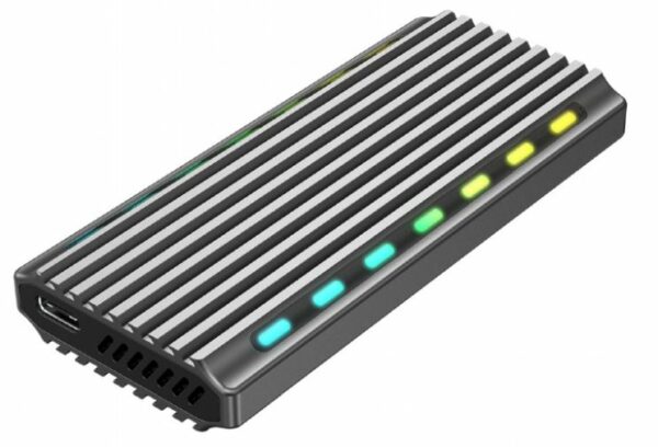 RACK extern GEMBIRD, pt. SSD, M.2, M.2 S-ATA NGFF si M.2 PCIe NVME, interfata PC USB 3.1, RGB LED backlight, aluminiu, argintiu, „EE2280-U3C-03” (timbru verde 0.8 lei)