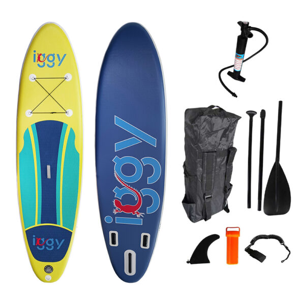 PADDLE BOARD iggy, stand up, gonflabila, 305x81x15 cm, protectie single layer, suprafata anti-alunecare, accesorii: 1 rucsac, 1 aripioara mare, 2 aripioare mici, 1 kit reparatii, 1 cordon siguranta, 1 vasla, 1 pompa „IGPB-305-01”