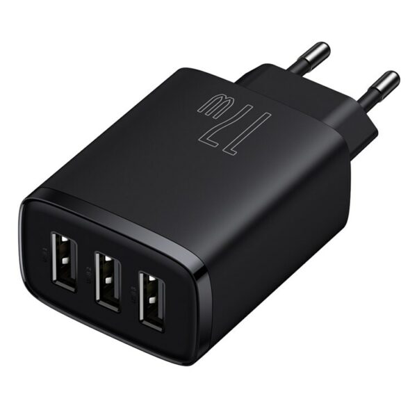 INCARCATOR retea Baseus Compact, Fast Charge 17W, 3 x USB 5V/2.1A, negru „CCXJ020101” (timbru verde 0.18 lei) – 6932172606961