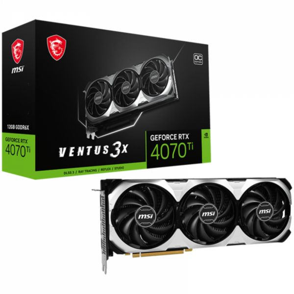 MSI Video Card Nvidia GeForce RTX 4070 Ti VENTUS 3X 12G OC, 12GB GDDR6X, 192bit, PCIe 4.0, 3x DP 1.4a, HDMI 2.1a, RAY TRACING, Triple Fan, „RTX_4070_TI_VENTUS_3X_12G_OC”