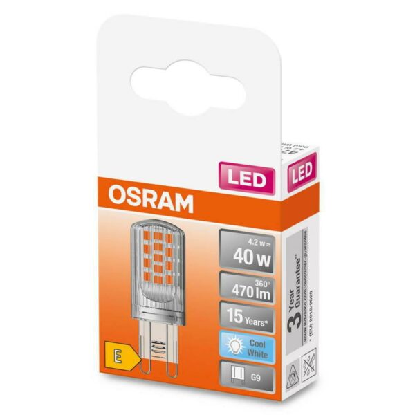 LEDPIN40 CL 4,2W/840 230V G9 FS1 OSRAM „000004058075432420” (timbru verde 0.45 lei)