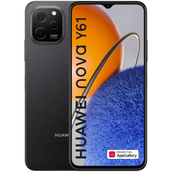 Huawei Nova Y61 Midnight Black LTE/6.2/OC/4GB/64GB/5MP/50MP+2MP+2MP/5000mAh „51097HLH” (timbru verde 0.55 lei)