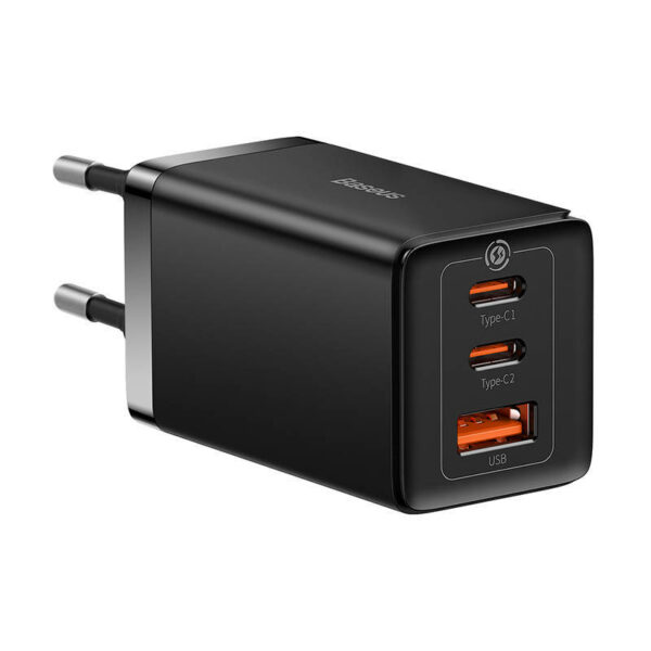 INCARCATOR RETEA Baseus GaN5 PRO, Quick Charge 65W, 2 x USB Type-C Output 5V/3A, 1 x USB, include cablu USB Type-C la USB Type-C 100W lungime 1m, negru „CCGP120201” (timbru verde 0.18 lei) – 6932172617523