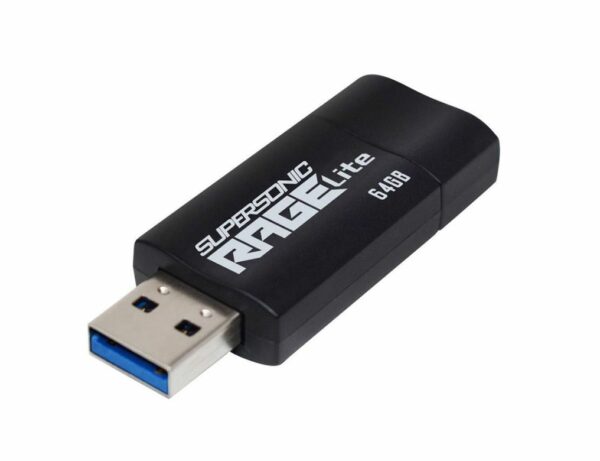 MEMORIE USB 3.2 PATRIOT Supersonic Rage Lite, 64 GB, protectie slide, negru, „PEF64GRLB32U” (timbru verde 0.03 lei)